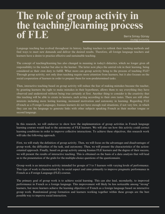 Group Learning Journal The Role of Group Activity in the Teaching/Learning Process of FLE ...